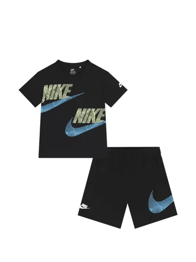 Nike Kids' Logo Print Shorts Tracksuit In Black