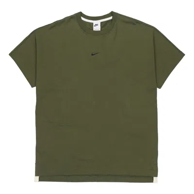 Nike Logo Print Sports Round Collar Short Sleeve Men's Beige Green