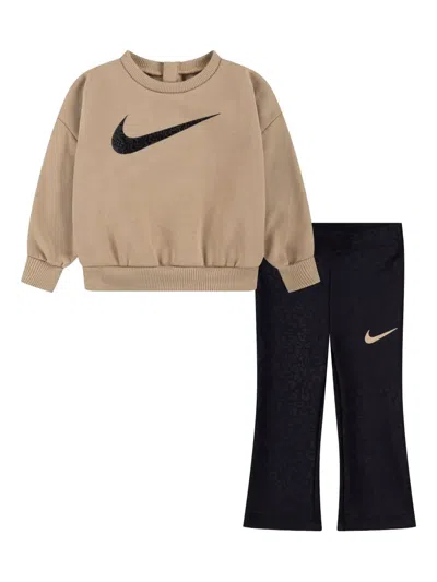 Nike Kids' Logo-print Tracksuit Set In Brown