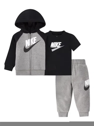 Nike Kids' Logo-print Tracksuit Set (three Piece) In Grey