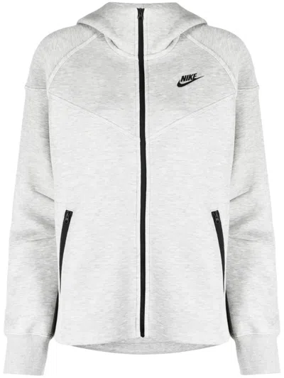 Nike Logo-print Zip-fastening Hoodie In Grey
