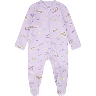 Nike Babies'  Logo Print Zip Footie In Doll