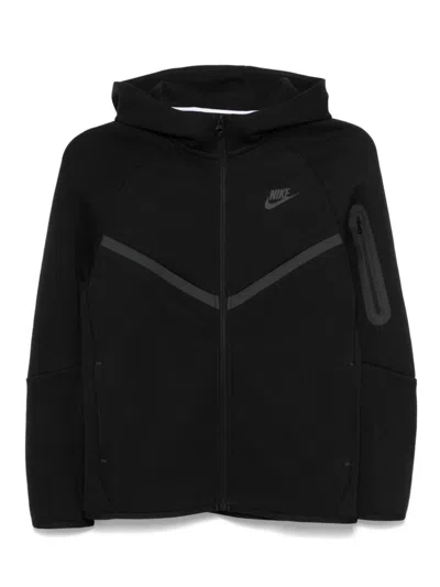Nike Kids' Logo-print Zip-up Hoodie In Black/black/black