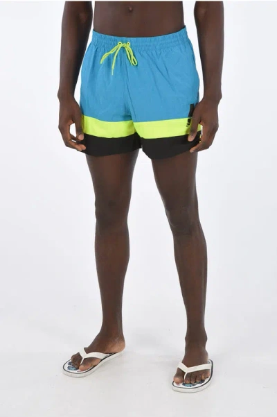 Nike Logo Printed Boxer Swimsuit In Blue