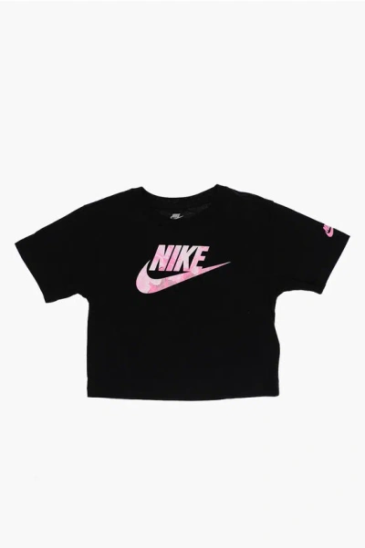 Nike Logo Printed Boxy Fit Crew-neck T-shirt In Blue