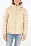 Nike Logo Printed Down Jacket In Beige