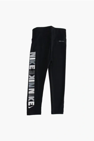 Nike Logo Printed Dri-fit Leggings In Black
