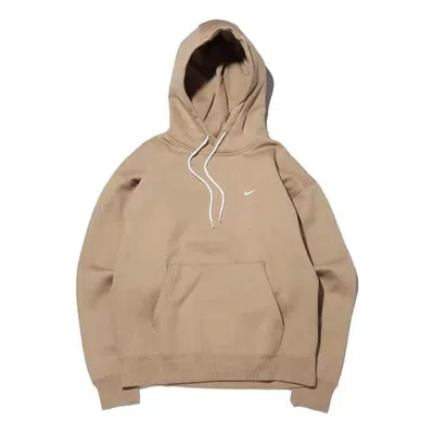 Nike Logo Printing Pattern Drawstring Hooded Long Sleeves Brown In Neutral