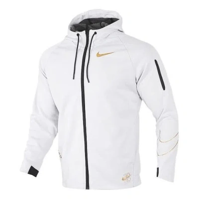 Nike Logo Printing Plus Fleece Hooded Jacket Coat White
