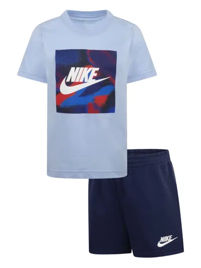 Nike Babies' Logo Short Set In Blue