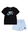 Nike Little Boys Logo Crewneck T-shirt & Shorts Set In Blue