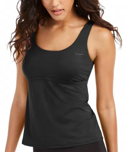 Nike Logo Sport Tankini Top In Black