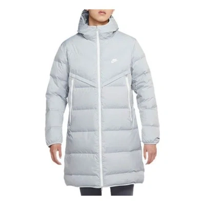 Nike Logo Sports Hooded Down Coat 'light Grey' In Gray
