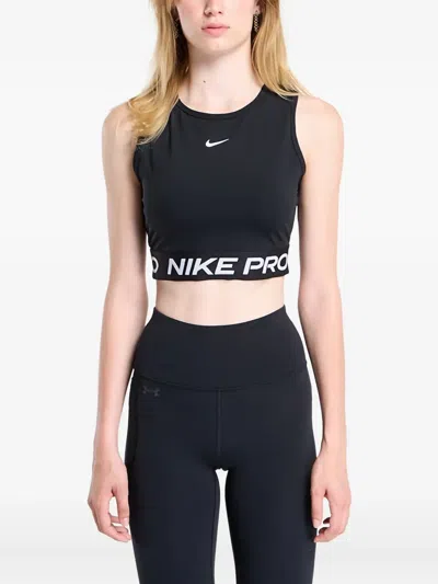 Nike Logo-tape Cropped Performance Tank Top In Black
