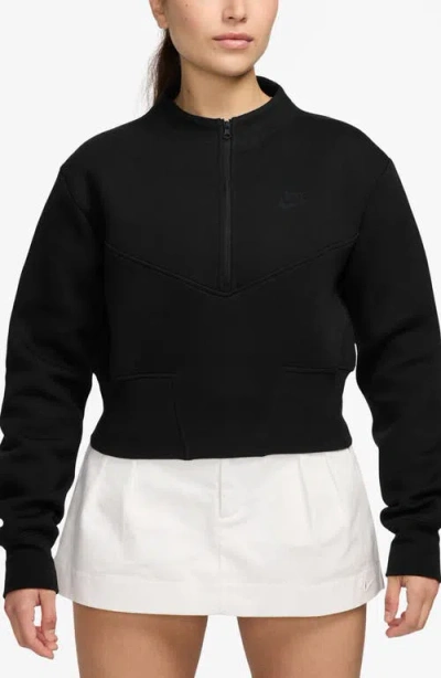 Nike Logo Tech Fleece Quarter-zip Top In Black/black
