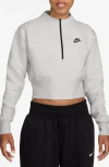 Nike Logo Tech Fleece Quarter-zip Top In Light Grey/heather/black