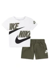 Nike Babies'  Logo Tee & Cargo Shorts 2-piece Set In Medium Olive