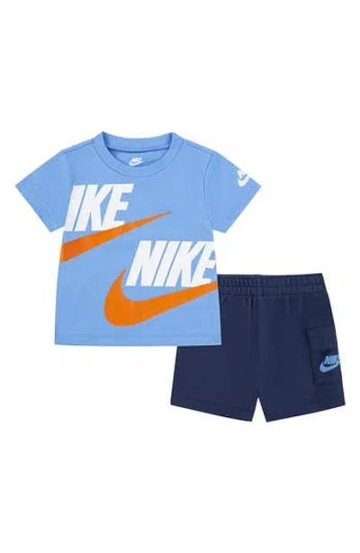 Nike Babies'  Logo Tee & Cargo Shorts 2-piece Set In Midnight Blue