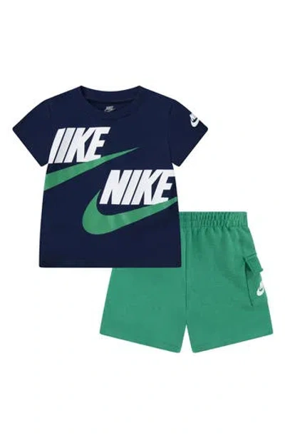 Nike Babies'  Logo Tee & Cargo Shorts 2-piece Set In Green