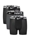 Nike Kids' Essential Dri-fit Micro Assorted 3-pack Boxer Briefs In Black
