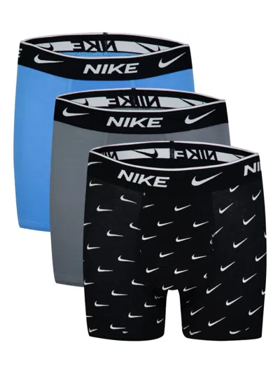 Nike Kids' Logo-waistband Boxers (pack Of Three) In Black