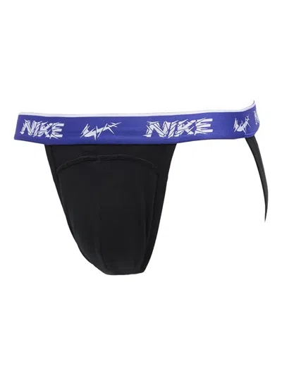 Nike Logo-waistband Stretch Briefs (pack Of Three) In Black