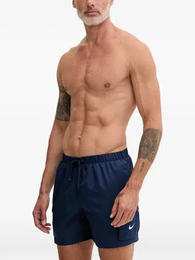 Nike Logo-embroidered Cargo Swim Shorts In Blue