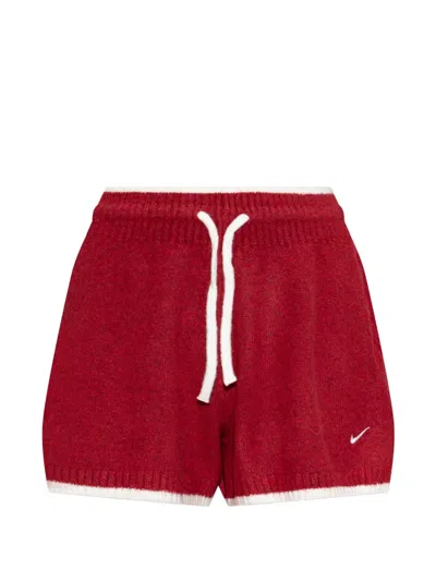 Nike Logo-embroidered Drawstring Shorts In Red