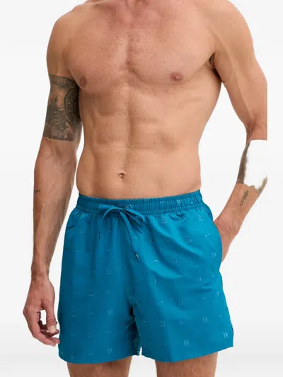 Nike Logo-embroidered Drawstring Swim Shorts In Blue