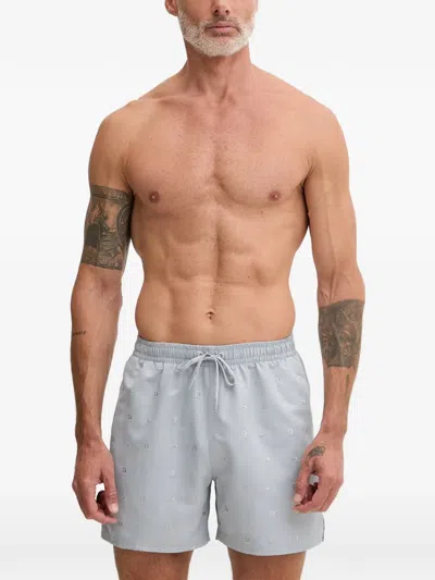 Nike Logo-embroidered Drawstring Swim Shorts In Gray
