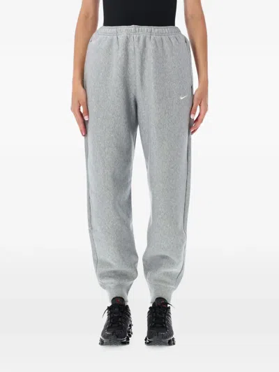 Nike Logo-embroidered Elasticated Track Pants In Gray