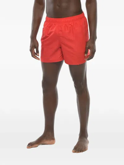 Nike Logo-embroidered Elasticated-waist Swim Shorts In Red