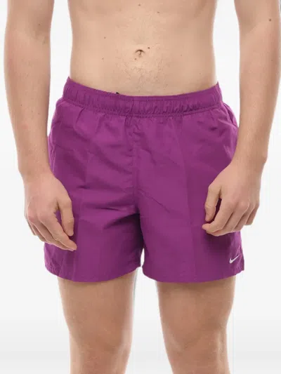 Nike Logo-embroidered Elasticated-waist Swim Trunks In Purple