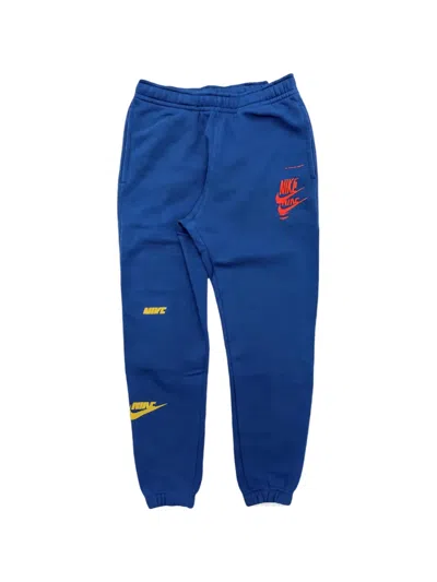 Nike Logo-embroidered Fleece Track Pants In Blue