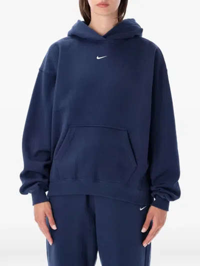 Nike Logo-embroidered Hoodie In Blue