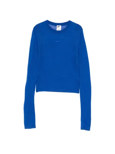 Nike Logo-embroidered Ribbed Sweater In Blue