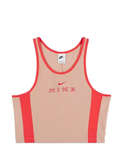 Nike Logo-embroidered Ribbed Tank Top In 뉴트럴