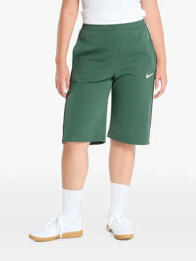 Nike Logo-embroidered Side-stripe Shorts In Green