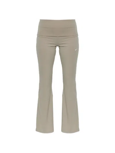 Nike Logo-embroidery Flared Leggings In Neutral