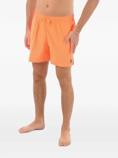 Nike Logo-patch Elasticated Swim Shorts In Orange