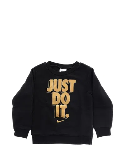Nike Kids' Logo-print Brushed Sweater In Black
