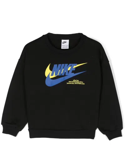 Nike Kids' Logo-print Cotton Sweatshirt In Black