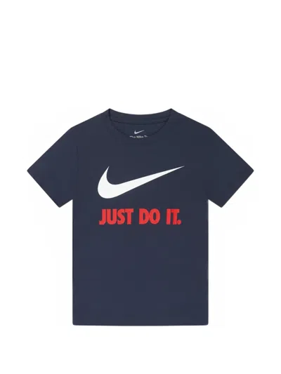 Nike Kids' Logo-print Cotton T-shirt In Blue