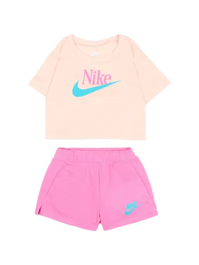 Nike Babies' Logo-print Cotton-jersey Shorts Set In Neutral