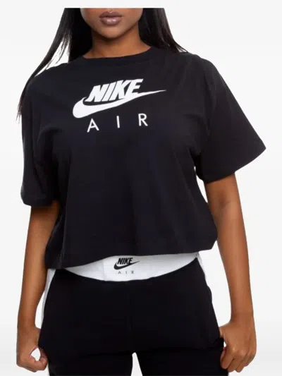 Nike Logo-print Cropped T-shirt In Black