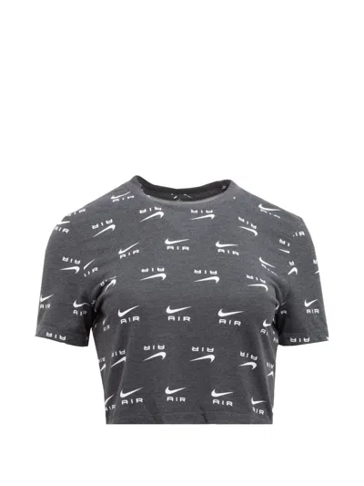 Nike Logo-print Cropped T-shirt In Gray