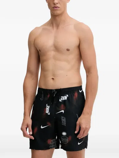 Nike Logo-print Drawstring Swim Shorts In Black