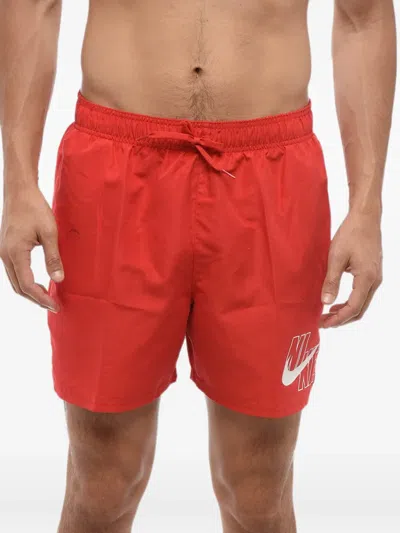 Nike Logo-print Drawstring Swim Shorts In Red