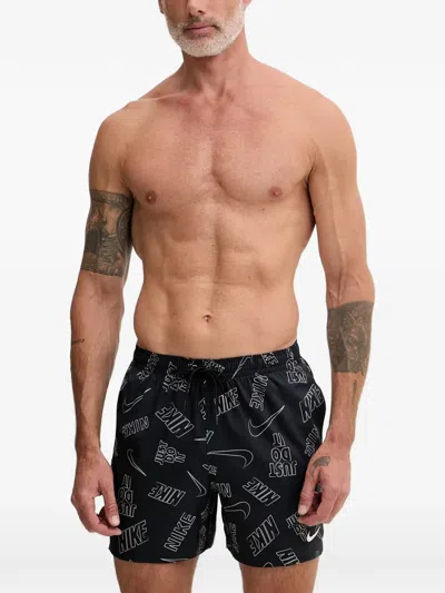 Nike Logo-print Drawstring Swim Shorts In Black