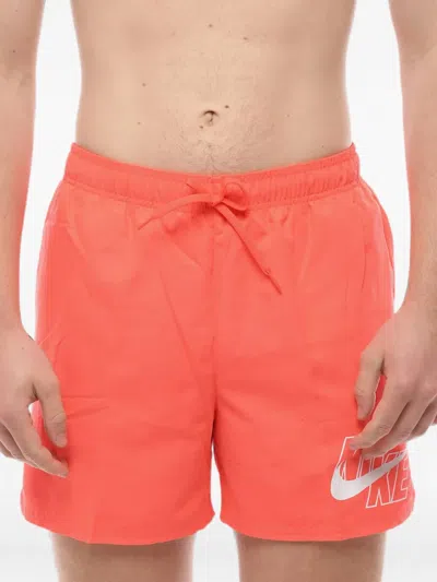 Nike Logo-print Drawstring Swim Trunks In Orange